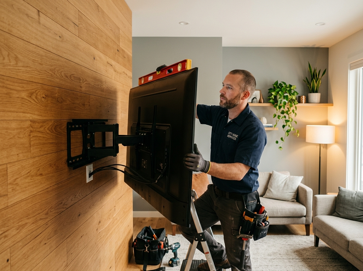 Flat screen TV wall mounting